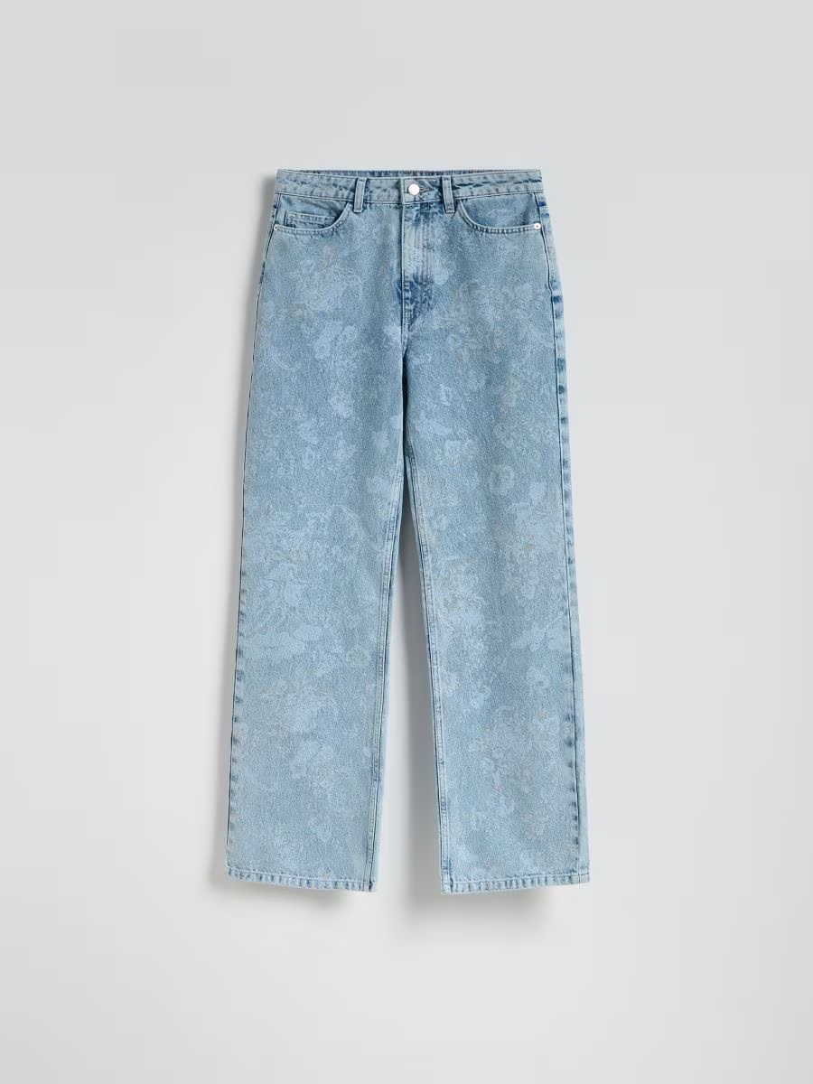 Patterned Straight-Leg Jeans
