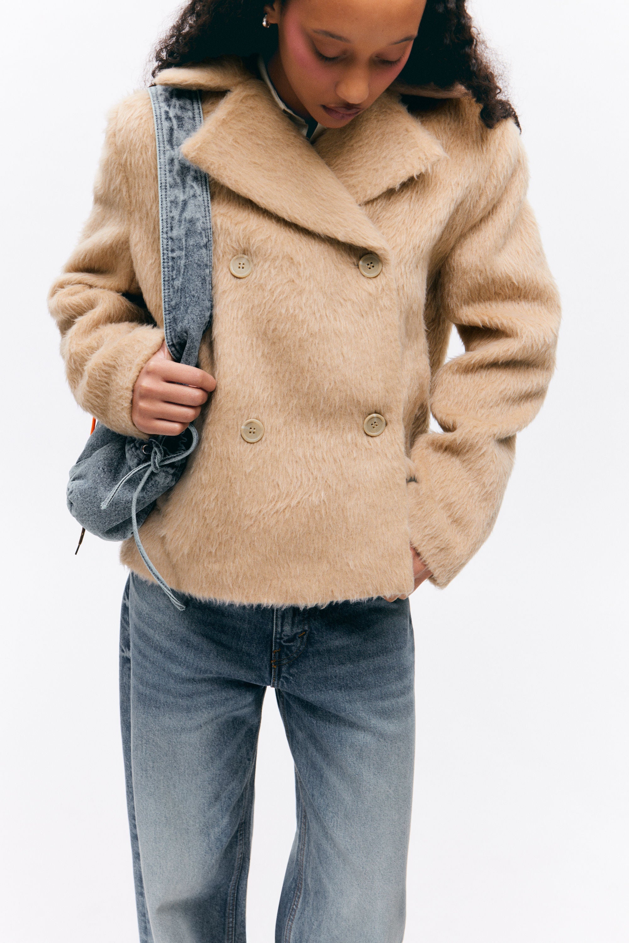 Double-breasted knitted jacket