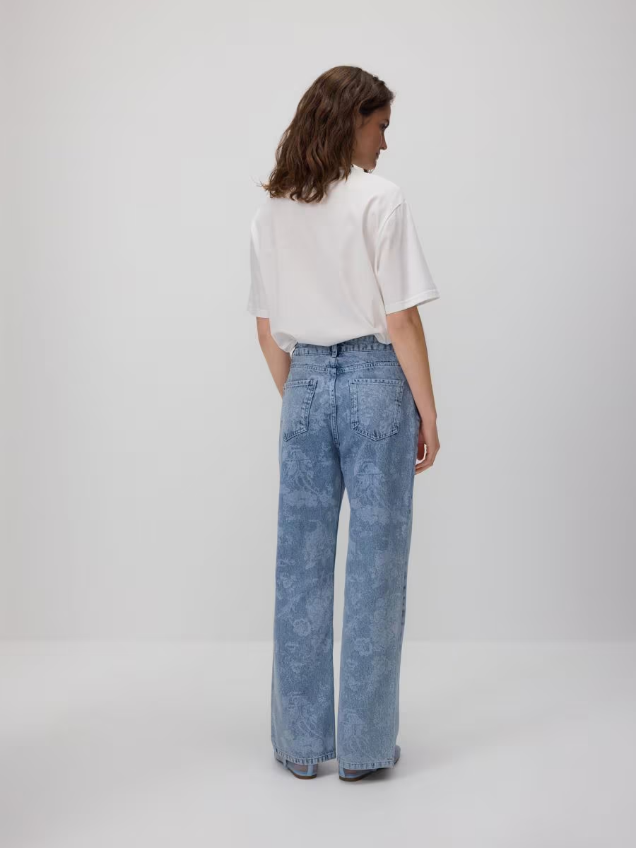 Patterned Straight-Leg Jeans